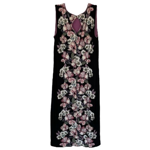 WHBM Purple Floral Print Reversible Sheath Midi Dress NWT Size Extra Small - Picture 2 of 6